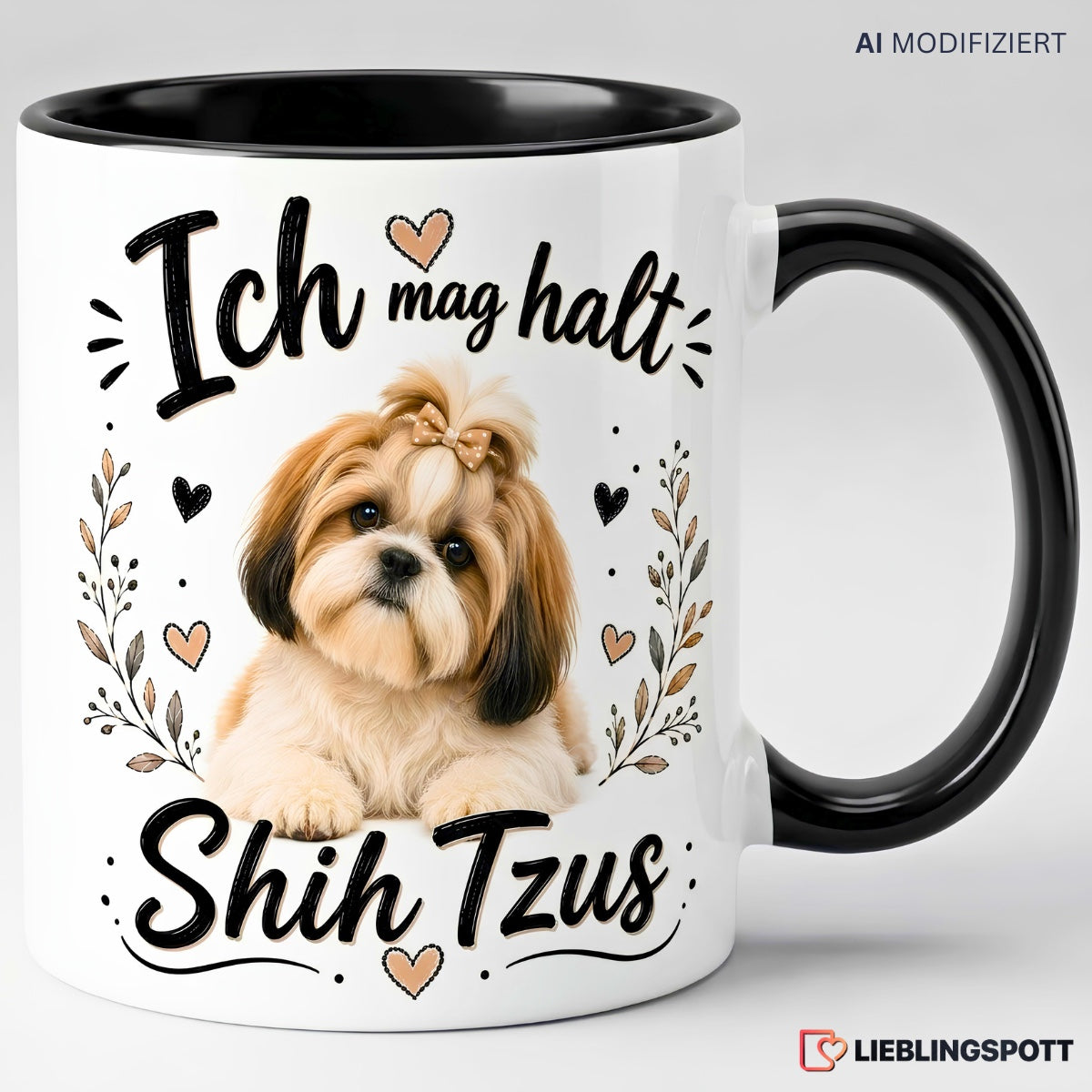 Shih Tzu Tasse Ich mag halt Shih Tzus in Schwarz