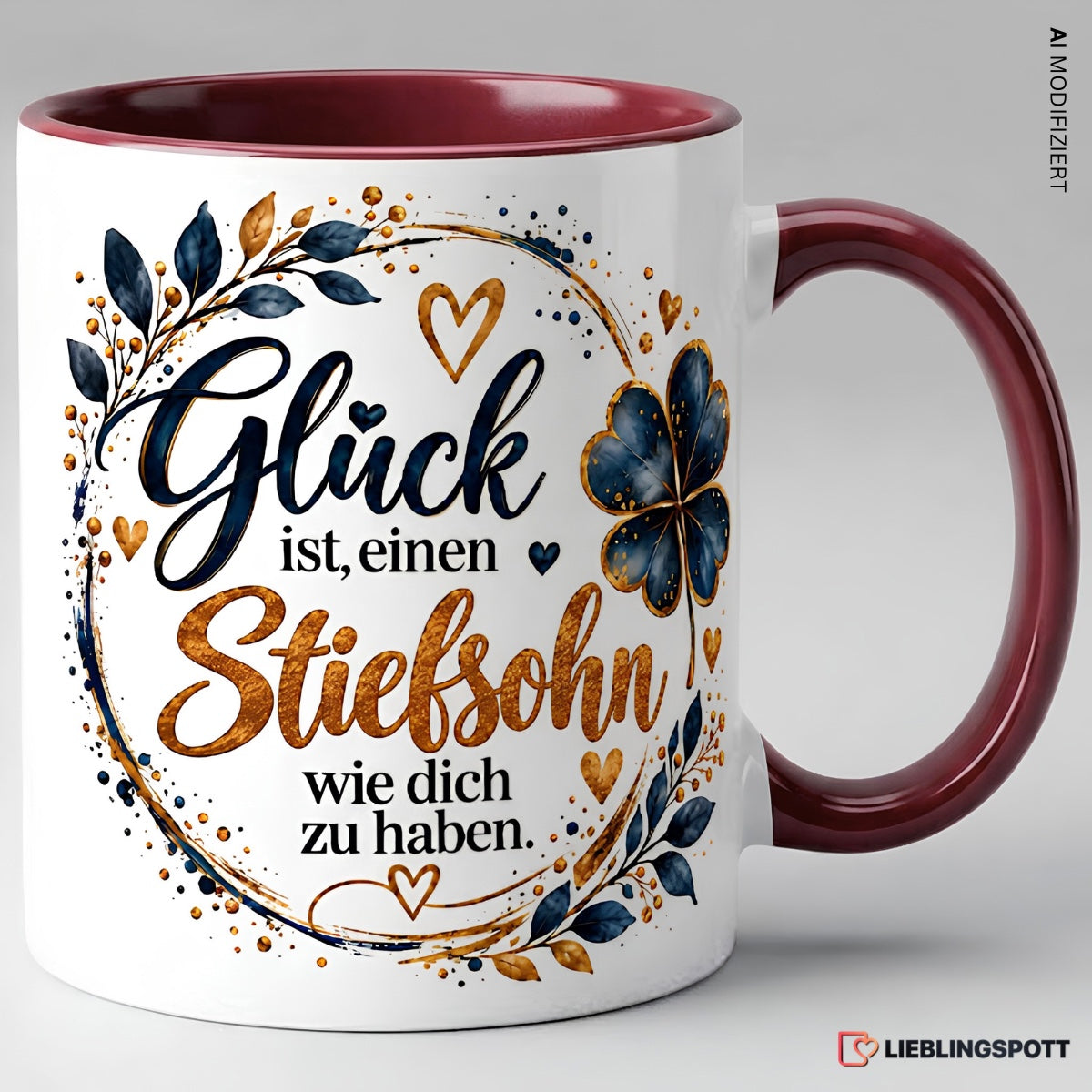 Stiefsohn Tasse Glück ist einen Stiefsohn wie dich zu haben - Maroon