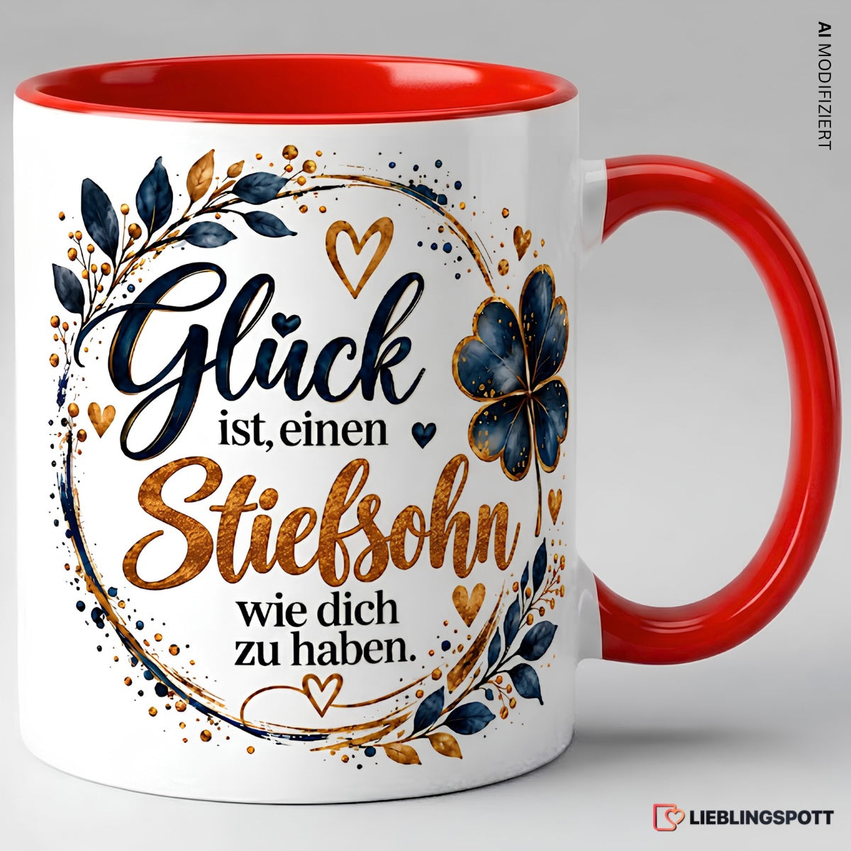 Stiefsohn Tasse Glück ist einen Stiefsohn wie dich zu haben - Rot