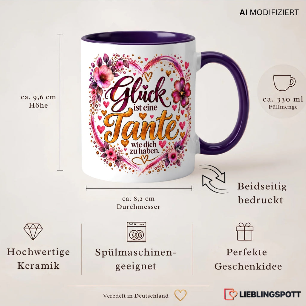 Tante Tasse Produktdetails – 330 ml, Keramik, beidseitig bedruckt, spülmaschinengeeignet