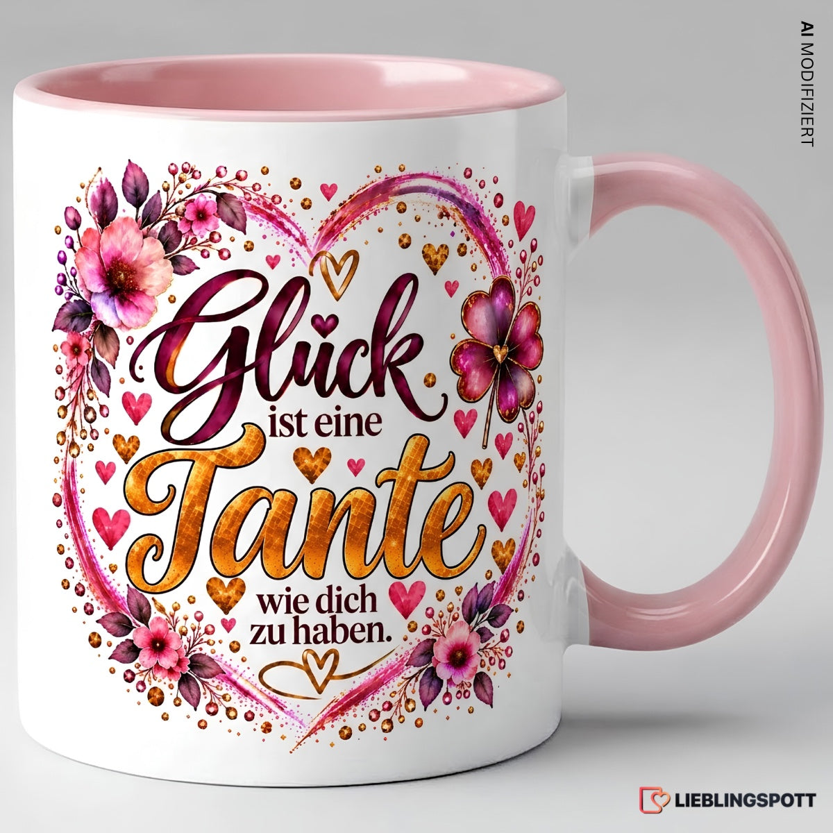 Tante Tasse mit Spruch in Rosa – Glück ist eine Tante wie dich zu haben