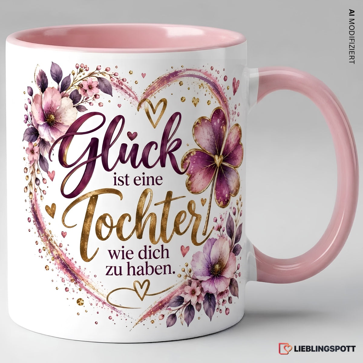Tochter Tasse mit Spruch in Rosa