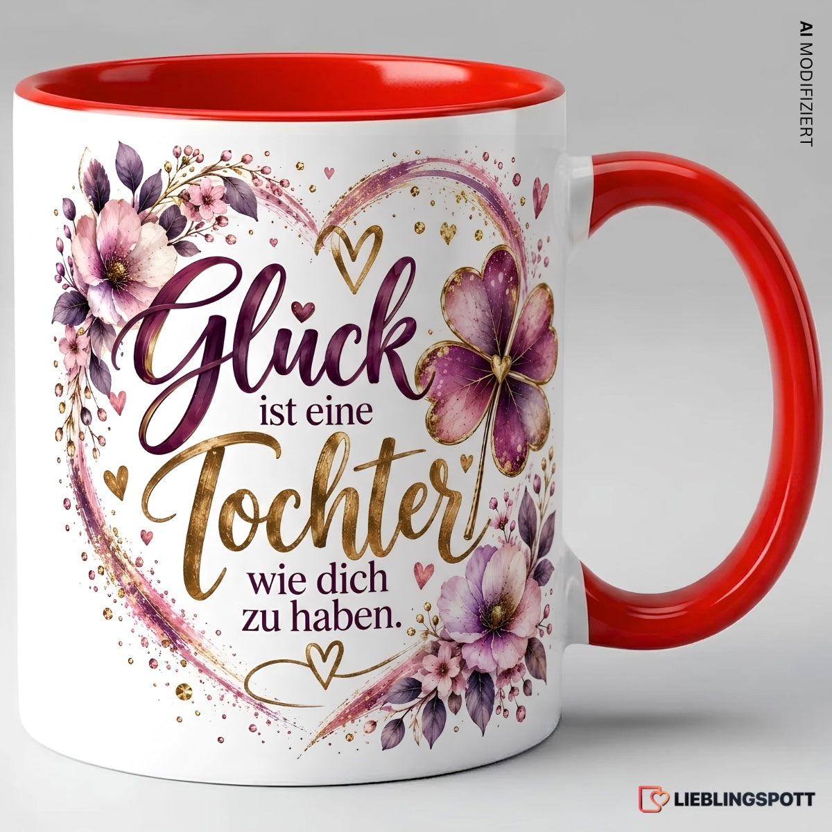 Tochter Tasse mit Spruch in Rot