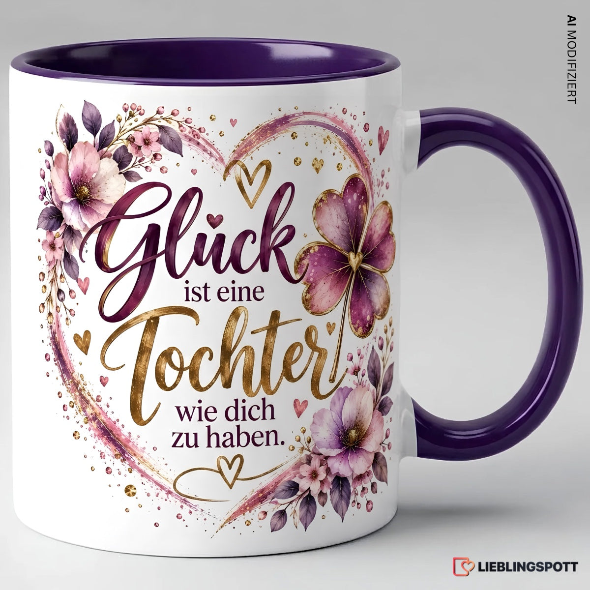 Tochter Tasse mit Spruch in Violett