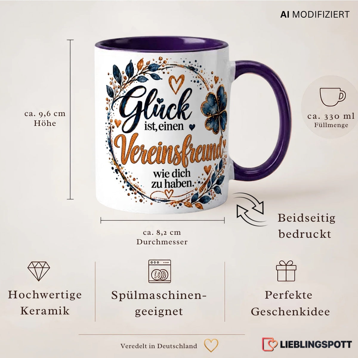 Vereinsfreund Tasse – Maße 330 ml und Produkteigenschaften