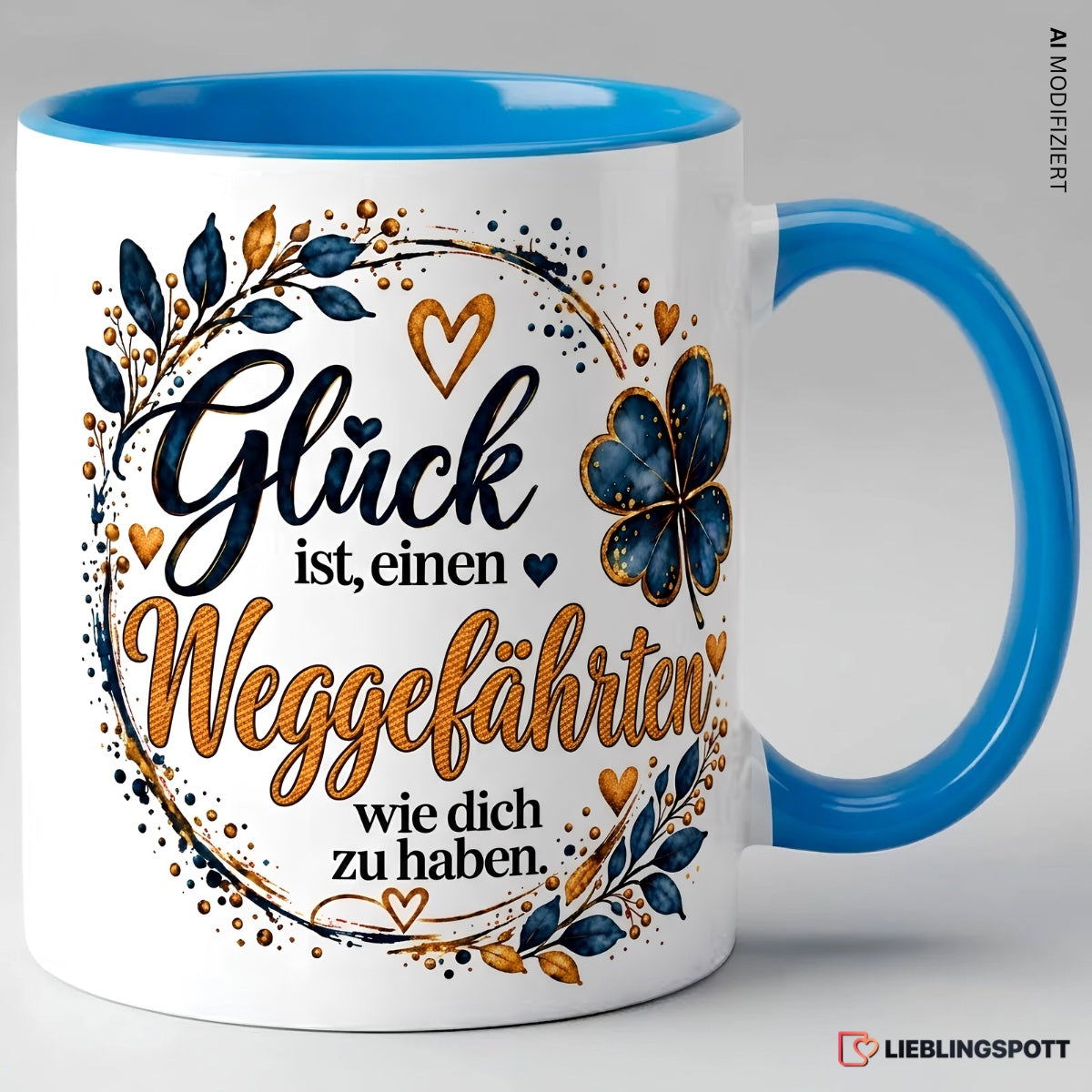 Weggefährten Tasse mit Spruch – Blau