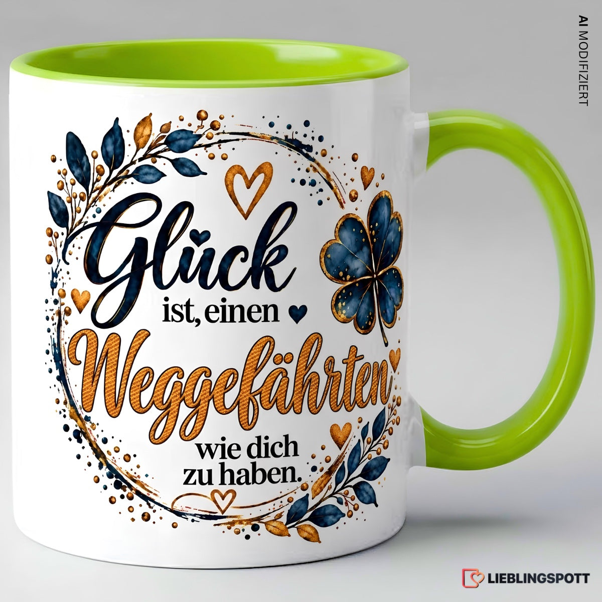 Weggefährten Tasse mit Spruch – Grün