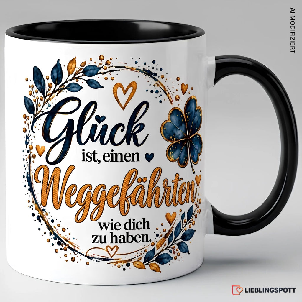 Weggefährten Tasse mit Spruch – Schwarz