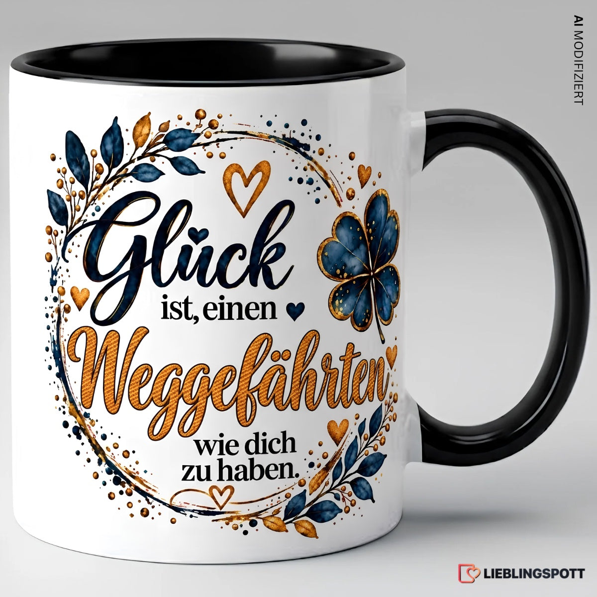 Weggefährten Tasse mit Spruch – Schwarz