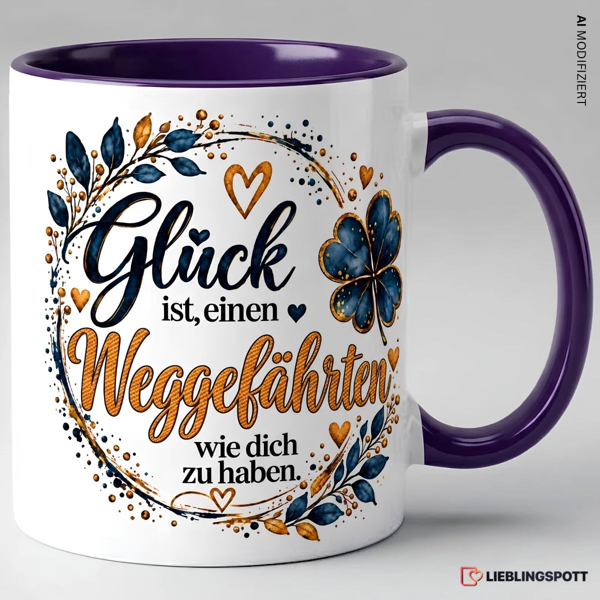 Weggefährten Tasse mit Spruch – Violett
