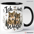 Wölfe Tasse Ich mag halt Wölfe – Schwarz