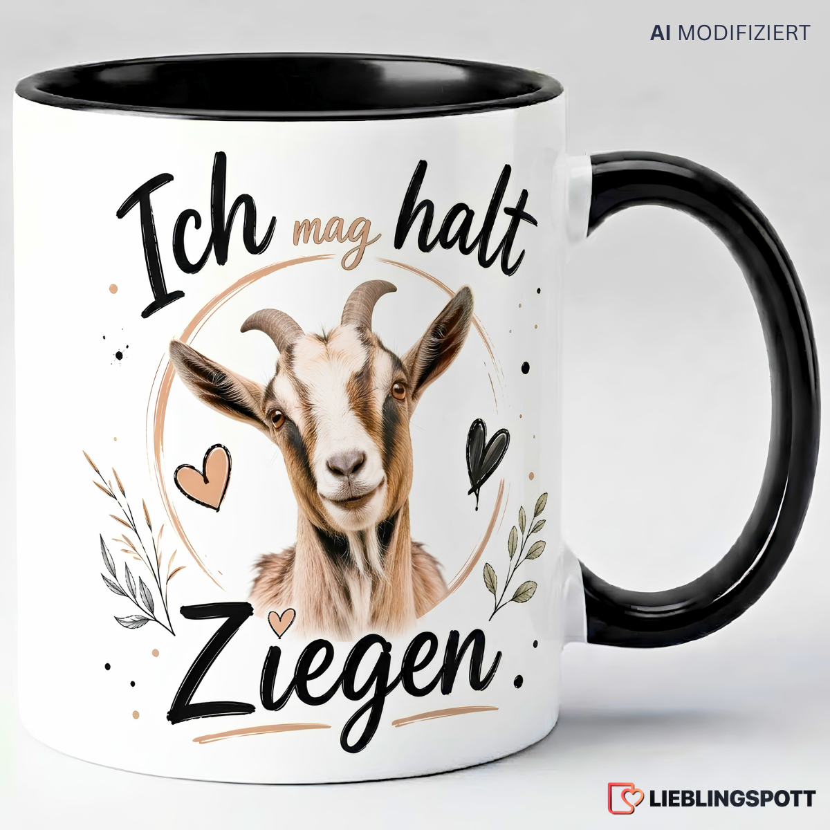 Ziegen Tasse Ich mag halt Ziegen – schwarze Variante